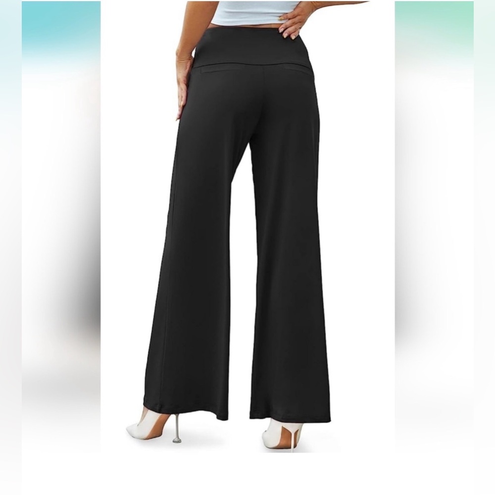 NWT Arolina Stretchy Wide Leg Palazzo Pants High Waist Black Medium - Picture 2 of 7